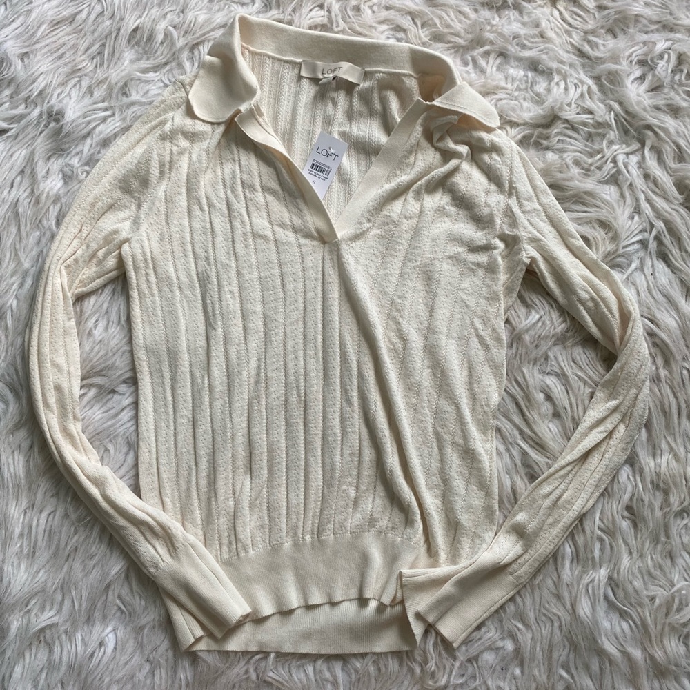 loft cream trendy collared shirt